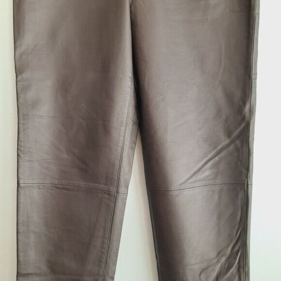 NEVADA Genuine Leather High Waist Pants Brown Sz L - Picture 3 of 11